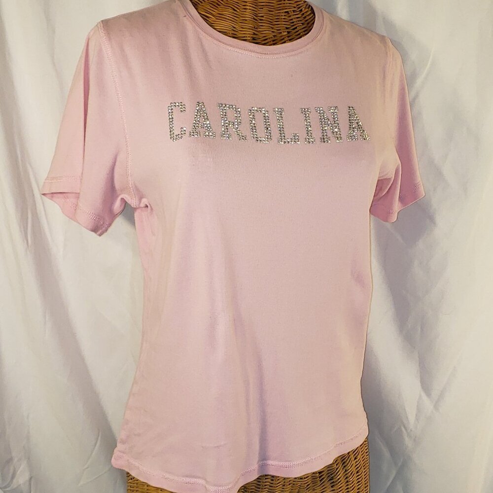 Gear for Sports Carolina Women's Pink Rhinestone Short Sleeve T-shirt - M